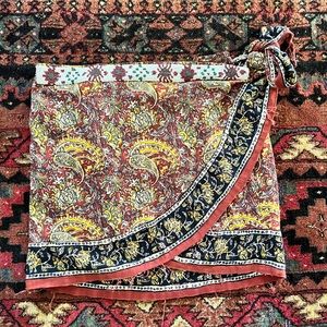 ZARA | beaded multi-print wrap mini skirt